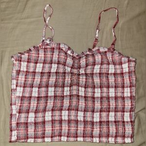 American Eagle Red Plaid Tank Top